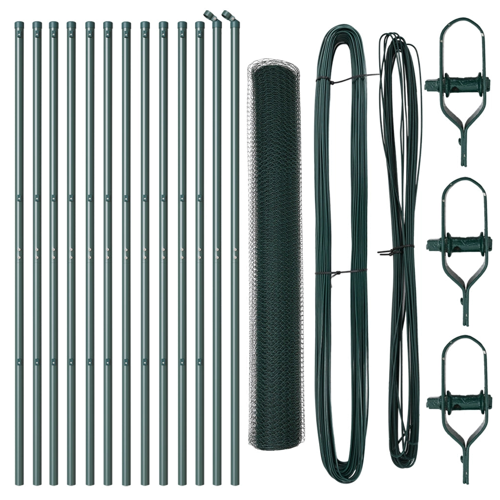 Set di recinzione Set di 2 Verde Acciaio rivestito in PVC