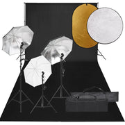 Kit per studio fotografico con illuminazione fondale e riflettore nero 02_0042494