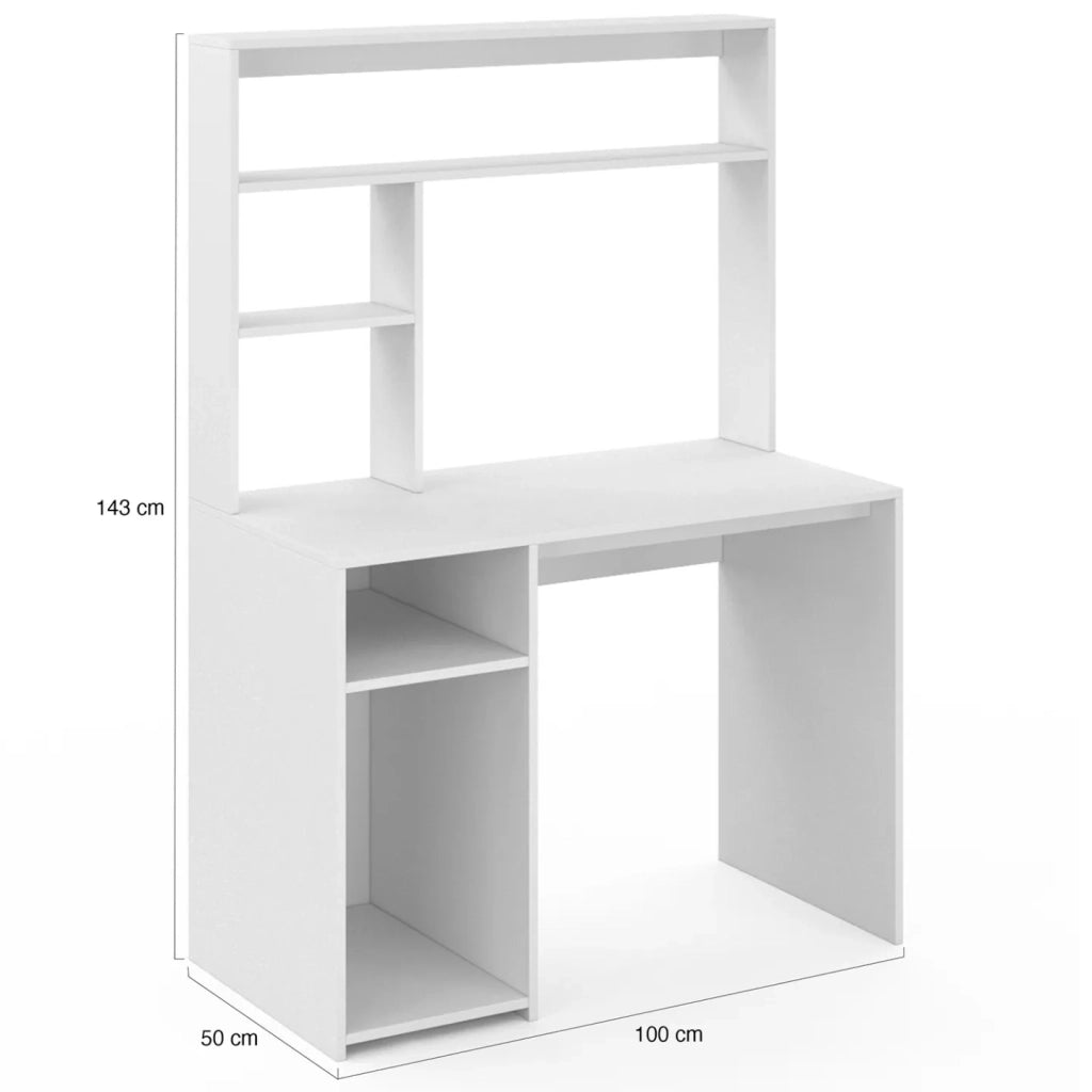 IDMarket - Escritorio blanco DAN con estantes