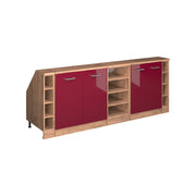 Set di mobili sottotetto Rion Rosso lucido/Rovere dorato 210 cm Set di 5 carcasse armadio profondità 60 cm Vicco