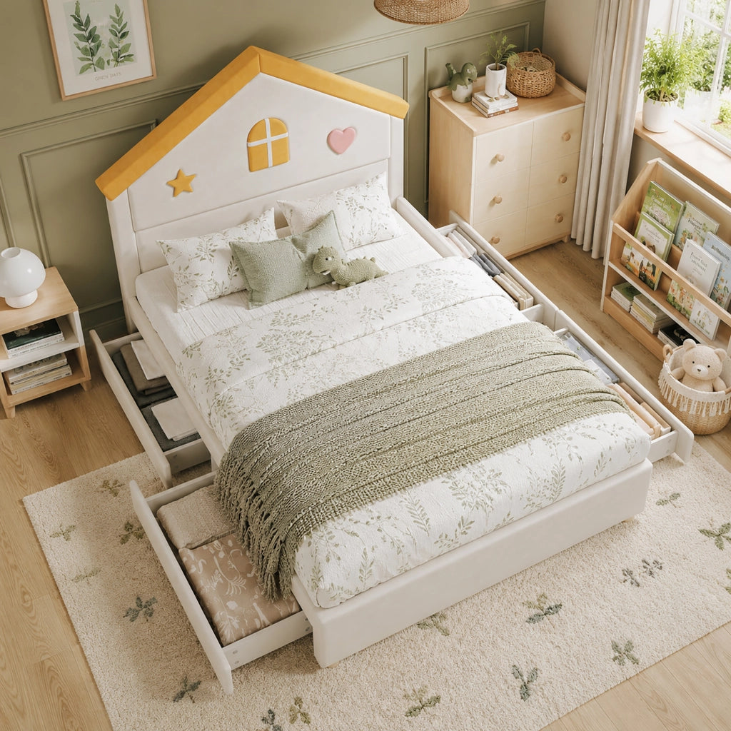 letto per bambini velluto beige 140 x 200 cm