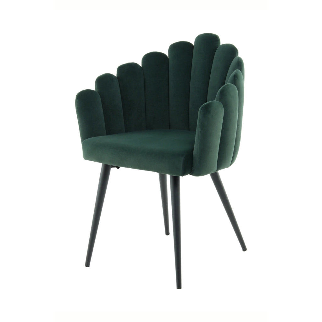 Sedia di design Jeane in velluto verde scuro