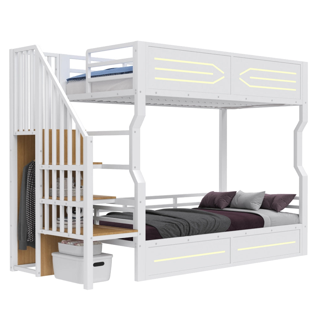 Letto a Soppalco con Contenitore e LED ¨C MINIMAL ¨C Bianco 90x200