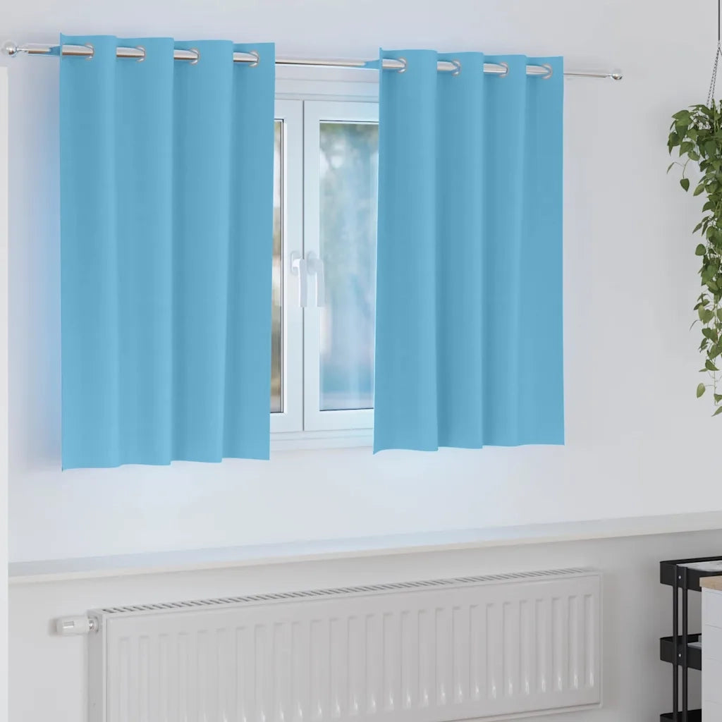 Tende Blackout con Anelli 2 pz Blu Chiaro 140 x 140 cm 4107323