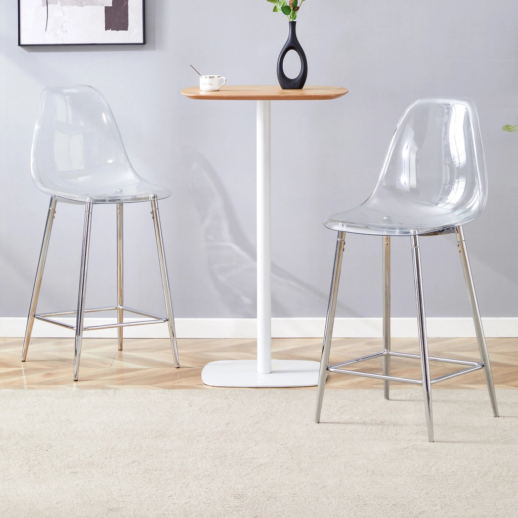 SGABELLO Design moderno 66,5x48x37 cm Plastica trasparente e metallo argento