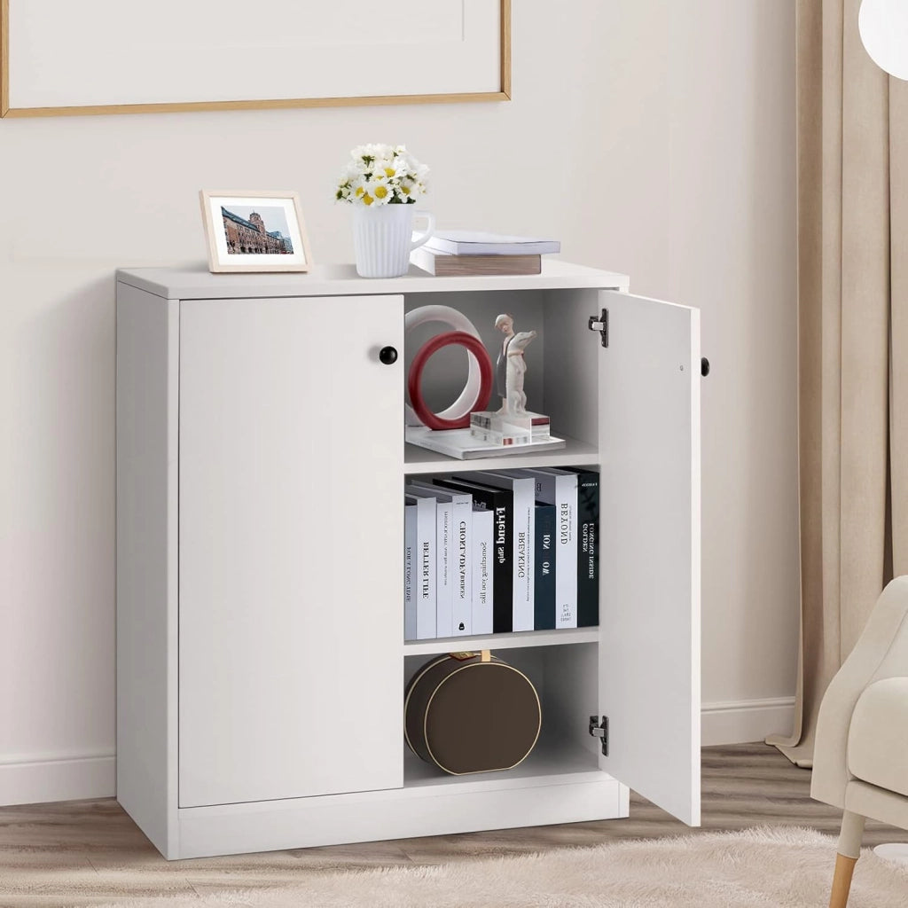 Credenza da Cucina con 2 Ante, Mobile Buffet Basso con Dispositivi Antiribaltamento, Armadio Dispensa per Soggiorno, Sala da Pranzo, Camera da Letto, Ingresso, 72 x 34 x 85,5 cm (Bianco)