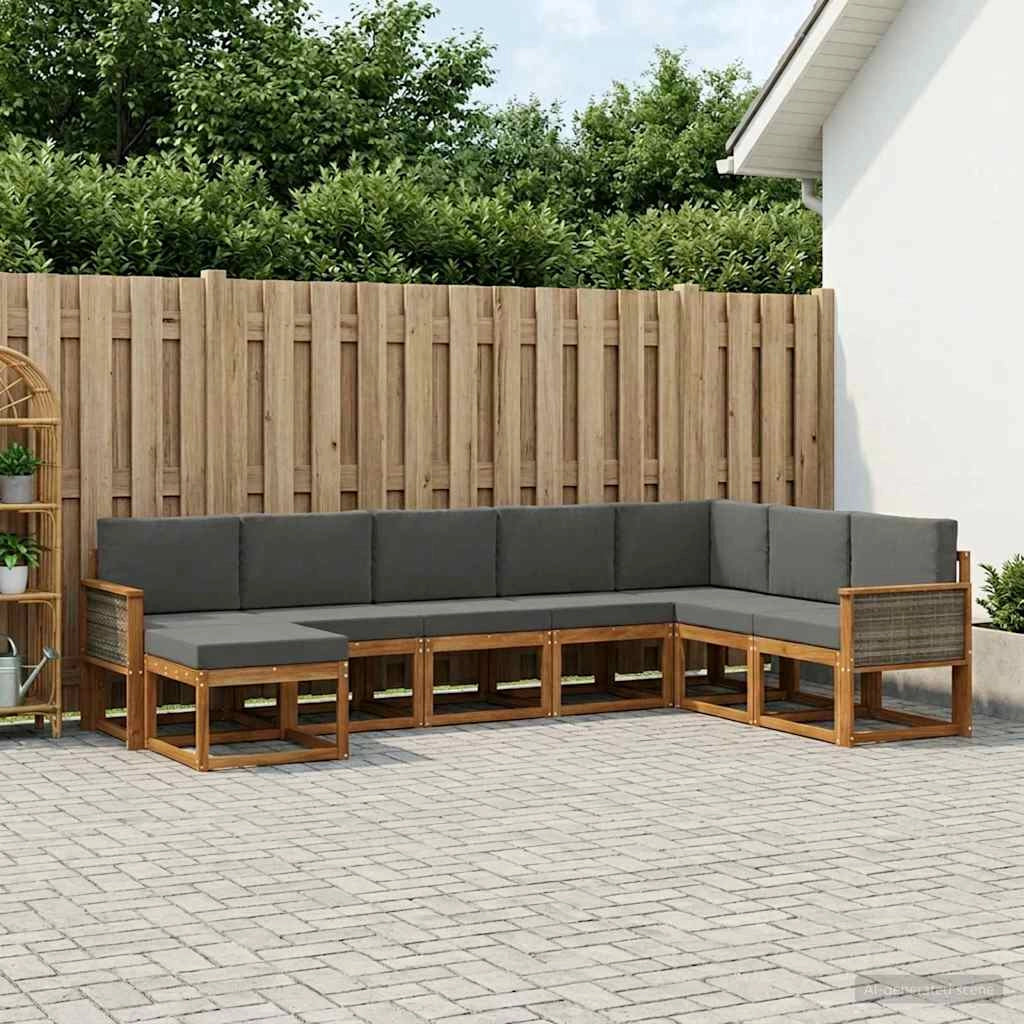 Set di divani da esterno 8 pz Naturale e Antracite 3385448