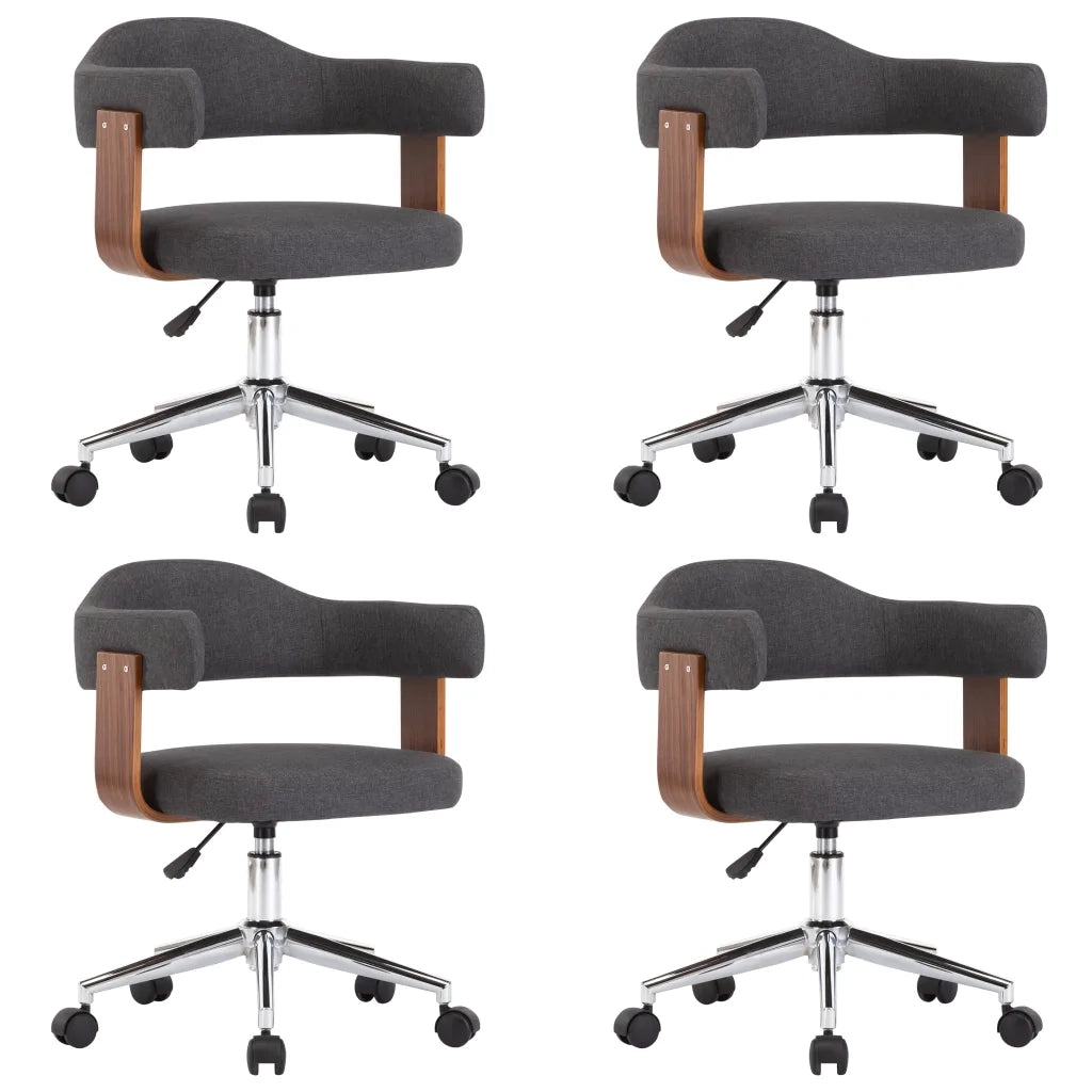 Sedie da Pranzo Girevoli 4 pz Grigie in Legno Curvo e Tessuto  cod mxl 25377
