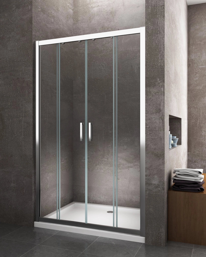 Porta doccia vetro 6 mm con apertura centrale a 4 ante per installazione in nicchia Altezza 190 cm 193-198 REGOLABILE