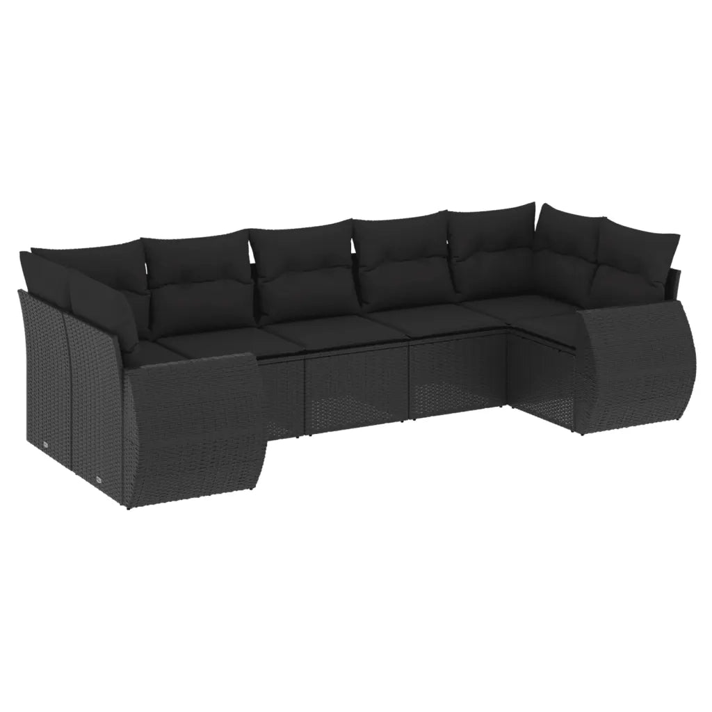 Set Divani da Giardino con Cuscini 7pz Nero Polyrattancod mxl 116698
