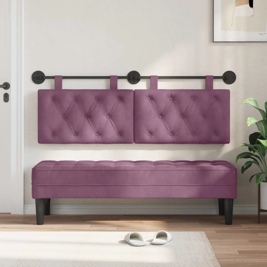 Testiera | Testata sospesa Con luce LED Viola Velluto