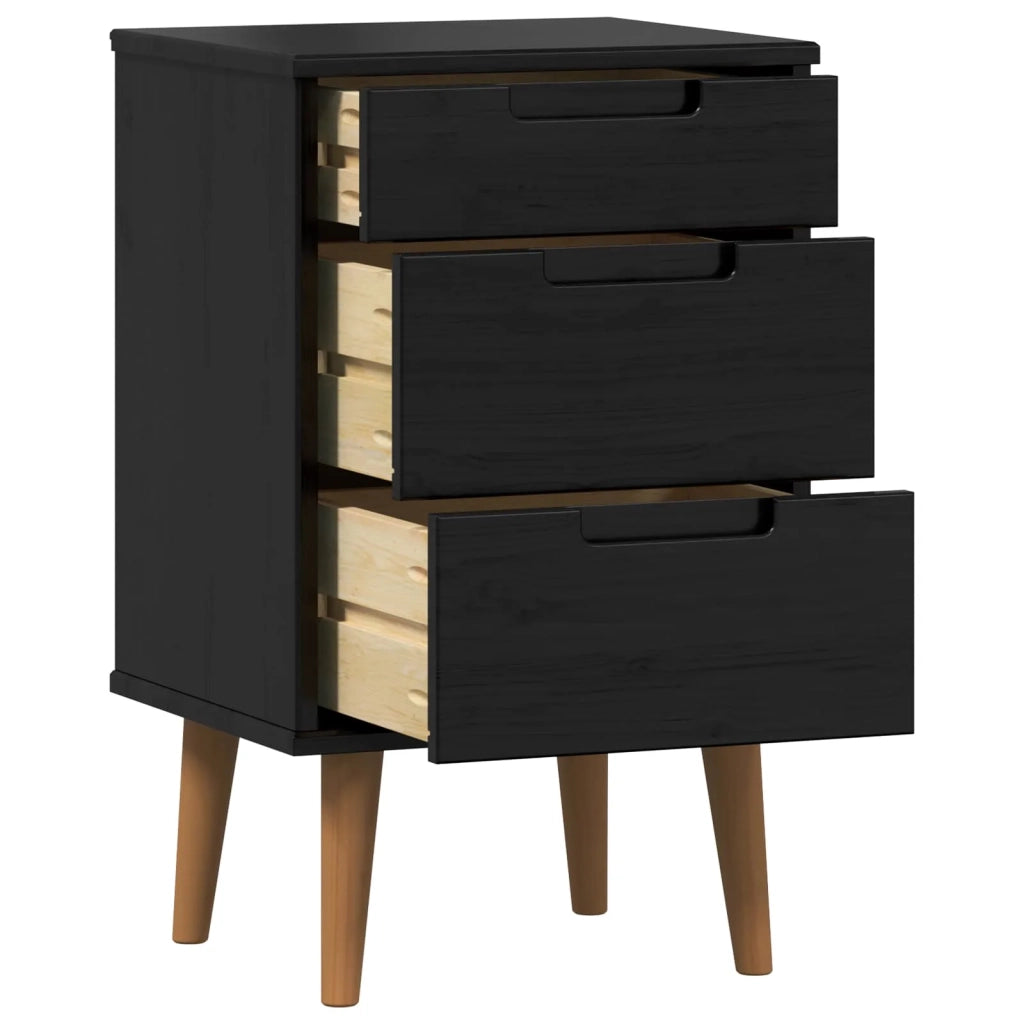 Armadio da Notte Nero 40 x 35 x 65 cm Legno di pino massiccio 42020933