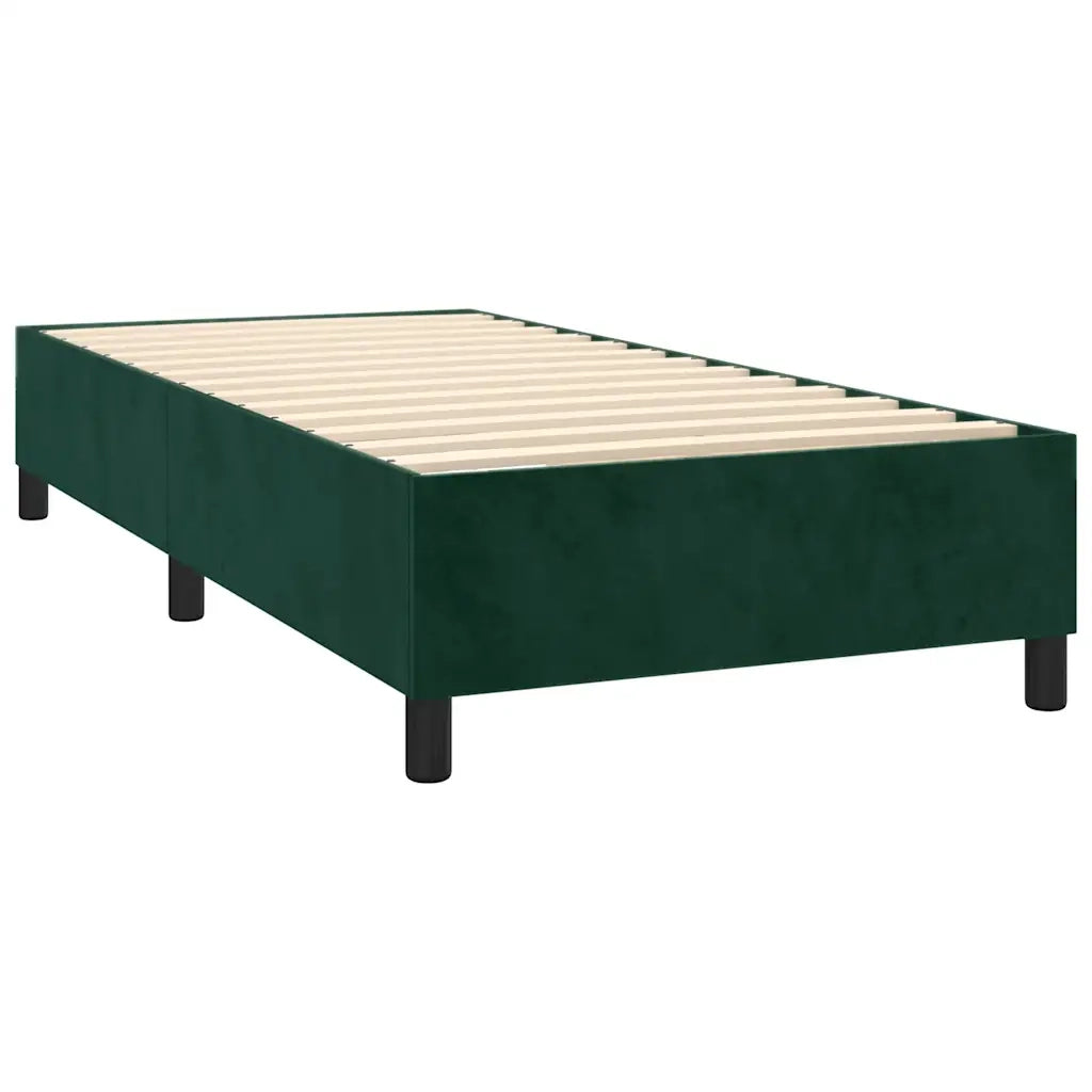 Letto a Molle con Materasso e LED Verde Scuro 90x190 cm Velluto 3136338