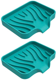 Doppio contenitore di sapone in silicone - antiscivolo - progettato per l'evacuazione - da doccia e cucina - 10 x 12 x 1,7 cm - dispensatore di sapone