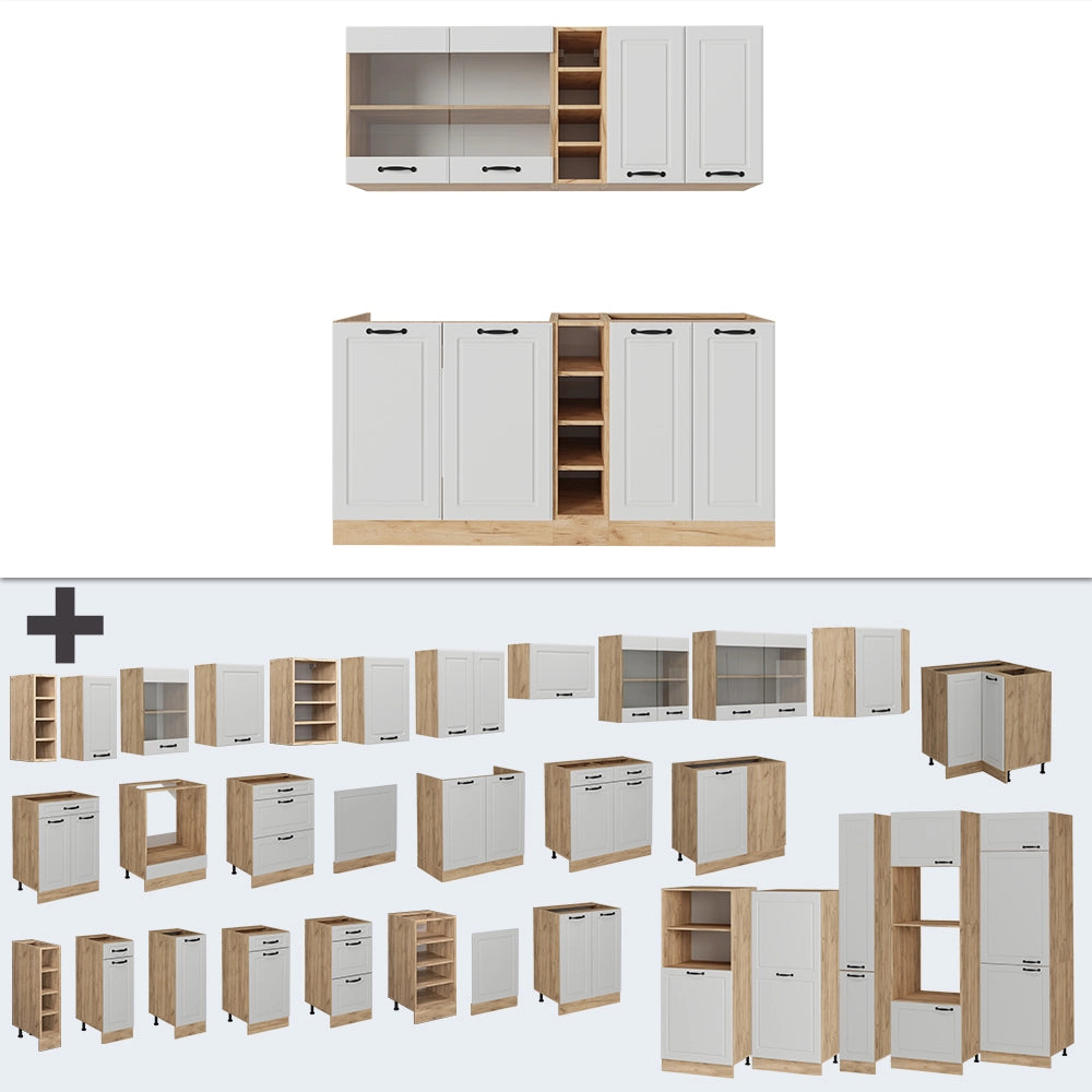 Vicco Cucina completa Casa di campagna bianca/quercia dorata 160 cm , PL Antracite