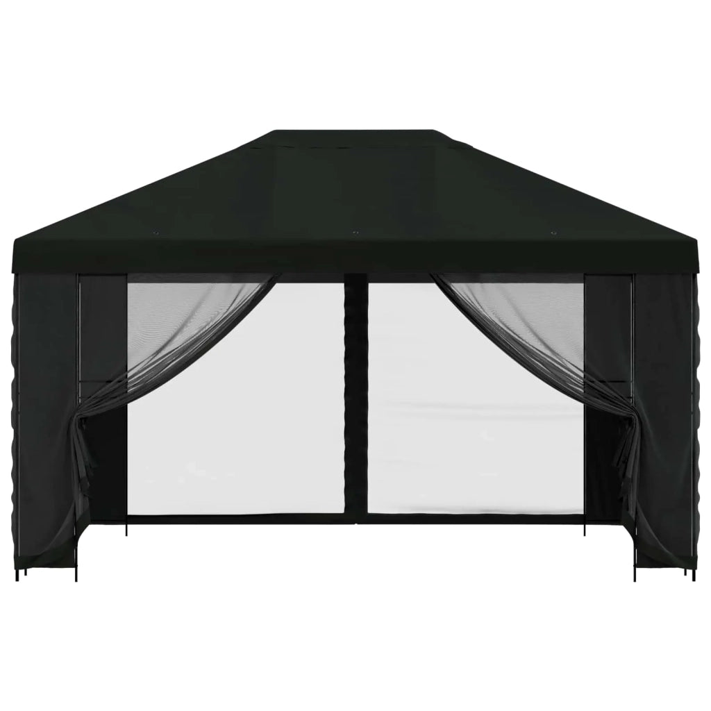 Gazebo con pareti laterali 4 × 3 m Nero Poliestere e Acciaio 900394