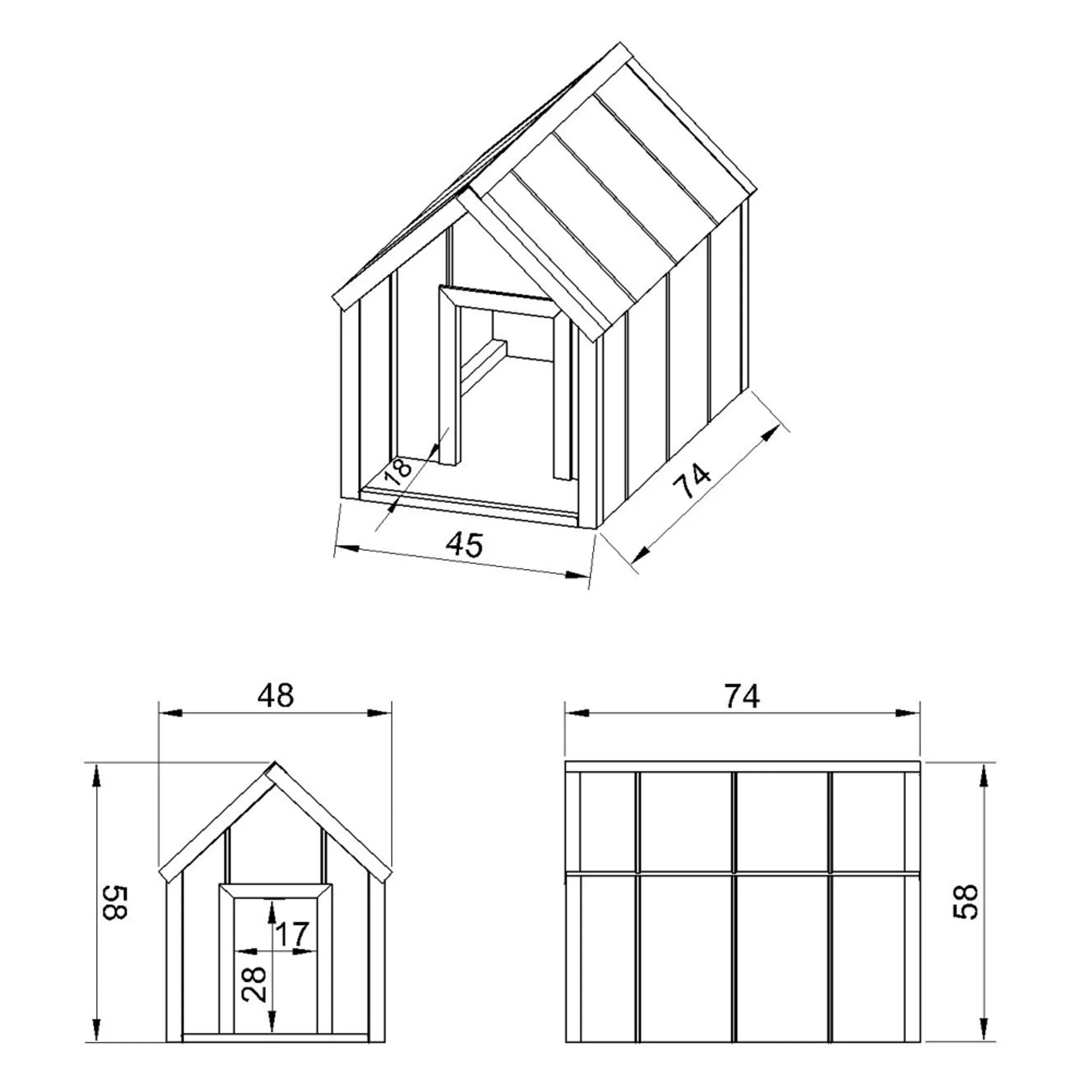 Cuccia per cani in legno LP SmartSide - 48 x 74 x H58 cm, Taglia S - TIMBELA M970-1