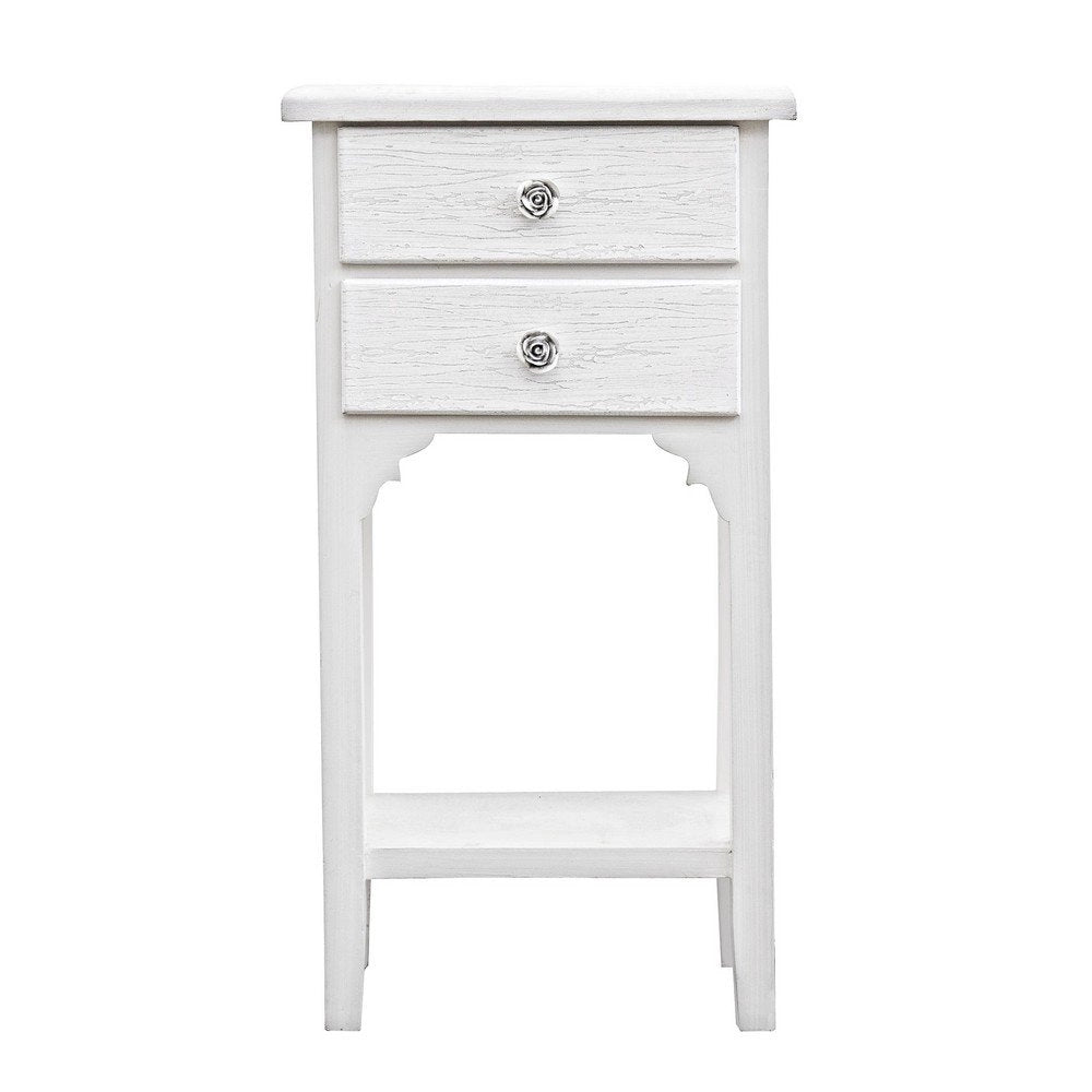 Mobiletto 2 Cassetti Legno Bianco Rustico da Interno - BLAINE