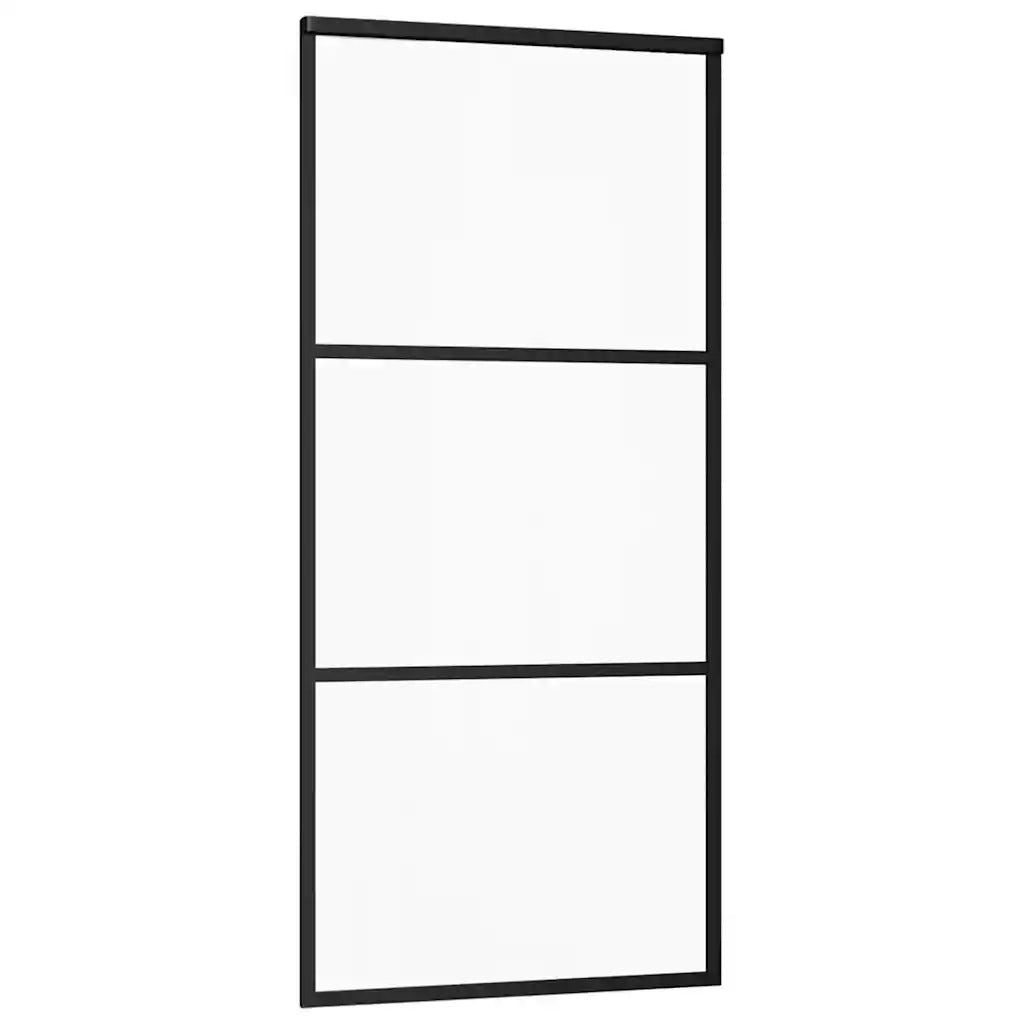 Porta Scorrevole con Ferramenta Nera 90x205 cm in Vetro ESG