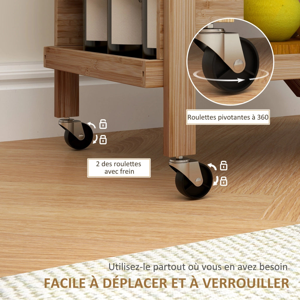 Carrello da cucina in bamb¨´ ¨C zephmum ¨C 66x40x70 cm