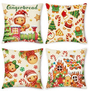 Set di cuscini a forma di uomini di peperoncino - decorazione di Natale - fiocchi di neve - confezione da 4 pezzi - realizzati con lino-polyester - disegno di chiusura a zip nascosto - copri cuscino