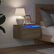 Comodino a Parete con luci LED Rovere Sonoma 836830