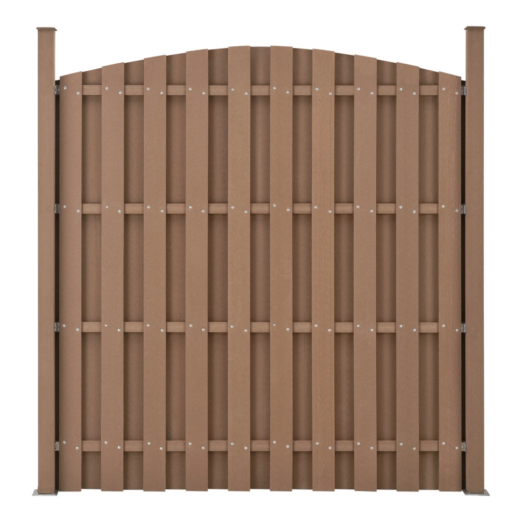 Set di 3 pezzi di recinzione frangivento/schermo per la privacy in legno composito WPC forma semicircolare arrotondata 185 x 562 cm marrone 03_0006594