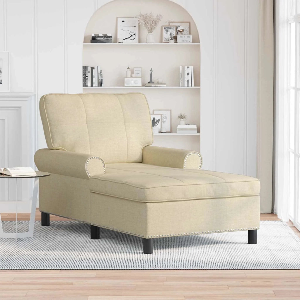 Chaise Lounge con cuscino Crema 91 x 157 x 91 cm Tessuto 42022936