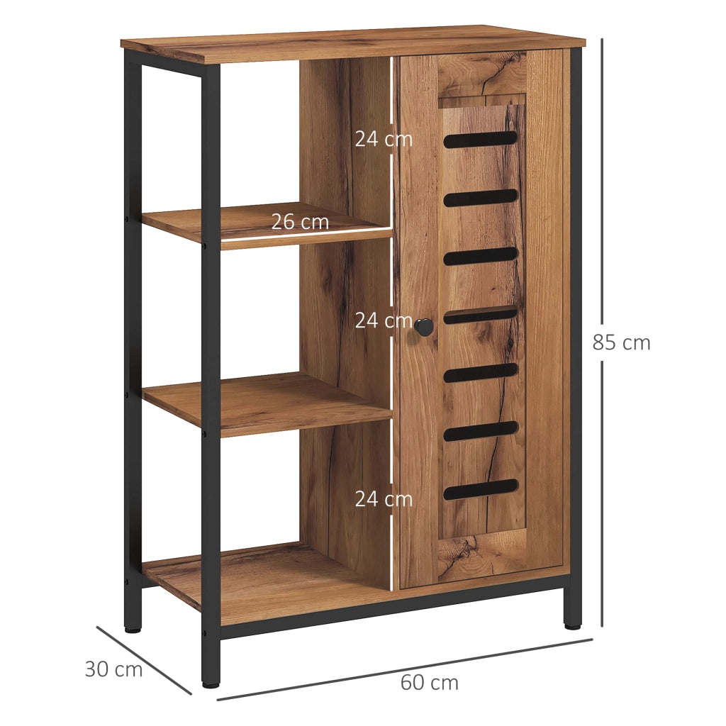 Mobile da bagno industriale con struttura in acciaio e 3 ripiani aperti ¨C zephmum ¨C 60x30x85 cm marrone rustico