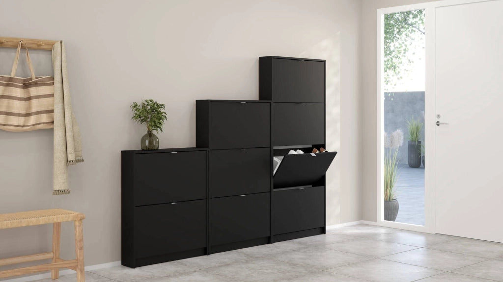 Scarpiera Turchese, Mobile portascarpe, Armadio da ingresso multiuso, Mobiletto per calzature, 70x17 h85 cm, Nero