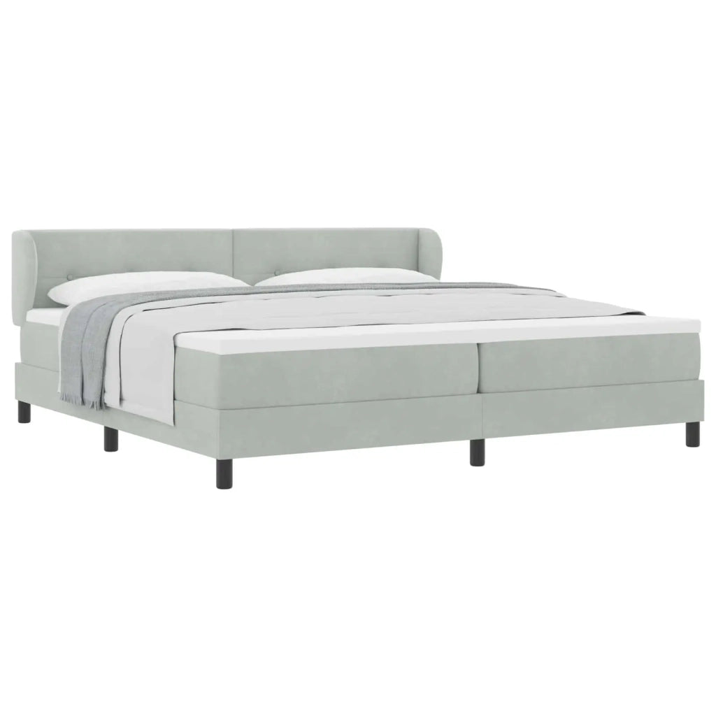 Letto a molle con materasso Grigio chiaro 200 x 200 cm Velluto 3340406