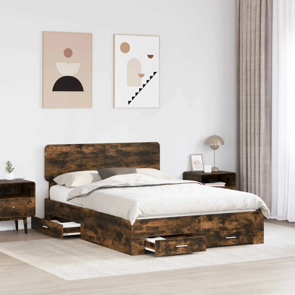 Struttura del letto Rovere fumé 150 x 200 cm Legno multistrato 3412361
