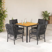 Set da Pranzo da Giardino 5 pz Nero con Cuscini in Polyrattancod mxl 111202
