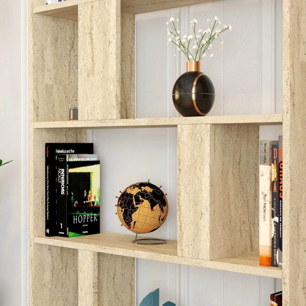 Biblioteca Tribogna, Libreria 4 Ripiani, 90x20x180h cm Beige Marmo