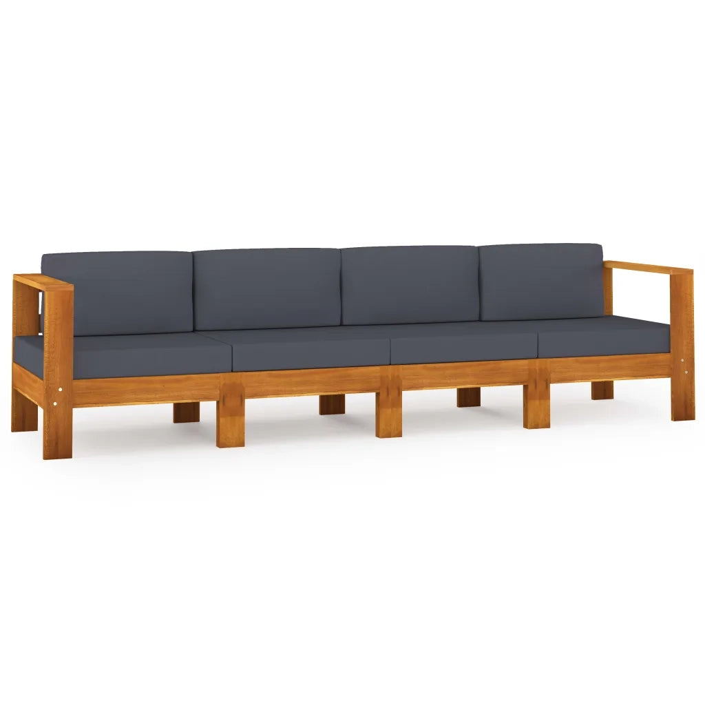 Divano da Giardino 4 Posti Cuscini Grigio Scuro Legno di Acacia 3057947
