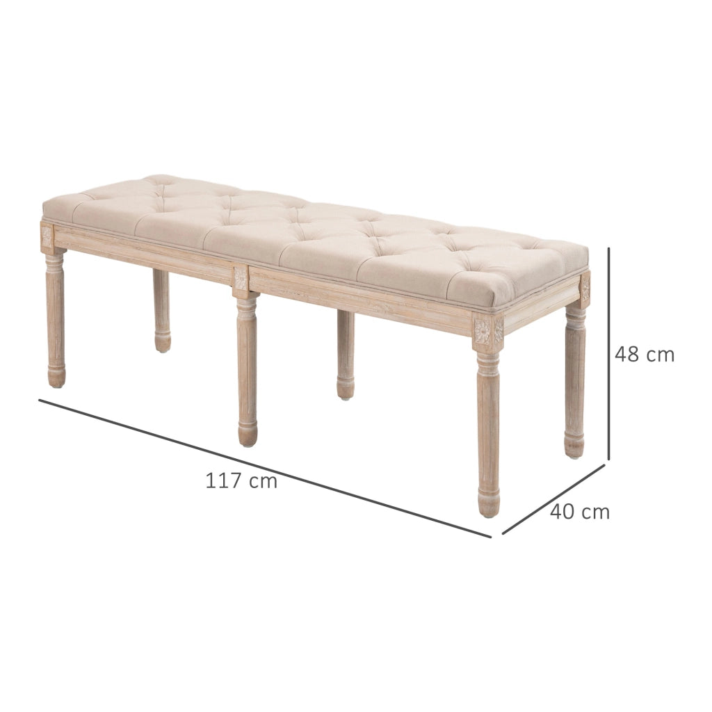 Divano a 2 posti ¨C zephmum ¨C Vintage, bottoni, gambe tornite, crema e bianco