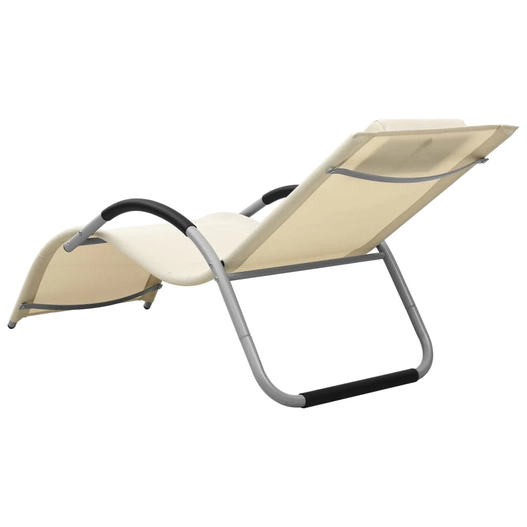 Lettino prendisole sedia a sdraio lettino prendisole letto da giardino mobili da esterno per patio textilene crema e grigio 02_0012929