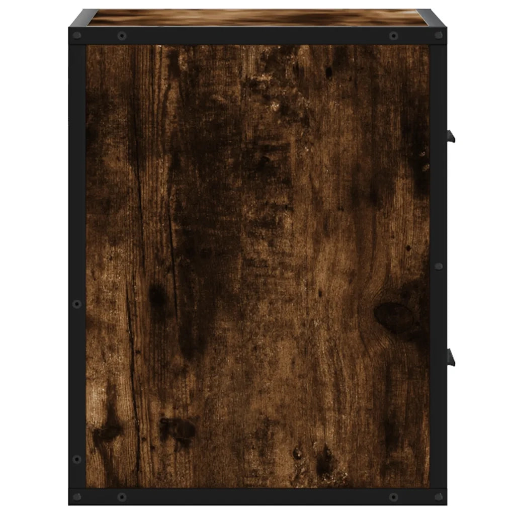 Set di 2 Comodini | Armadio da Notte | Mobiletto da notte a Muro Rovere Fumo 40x31x39,5 cm