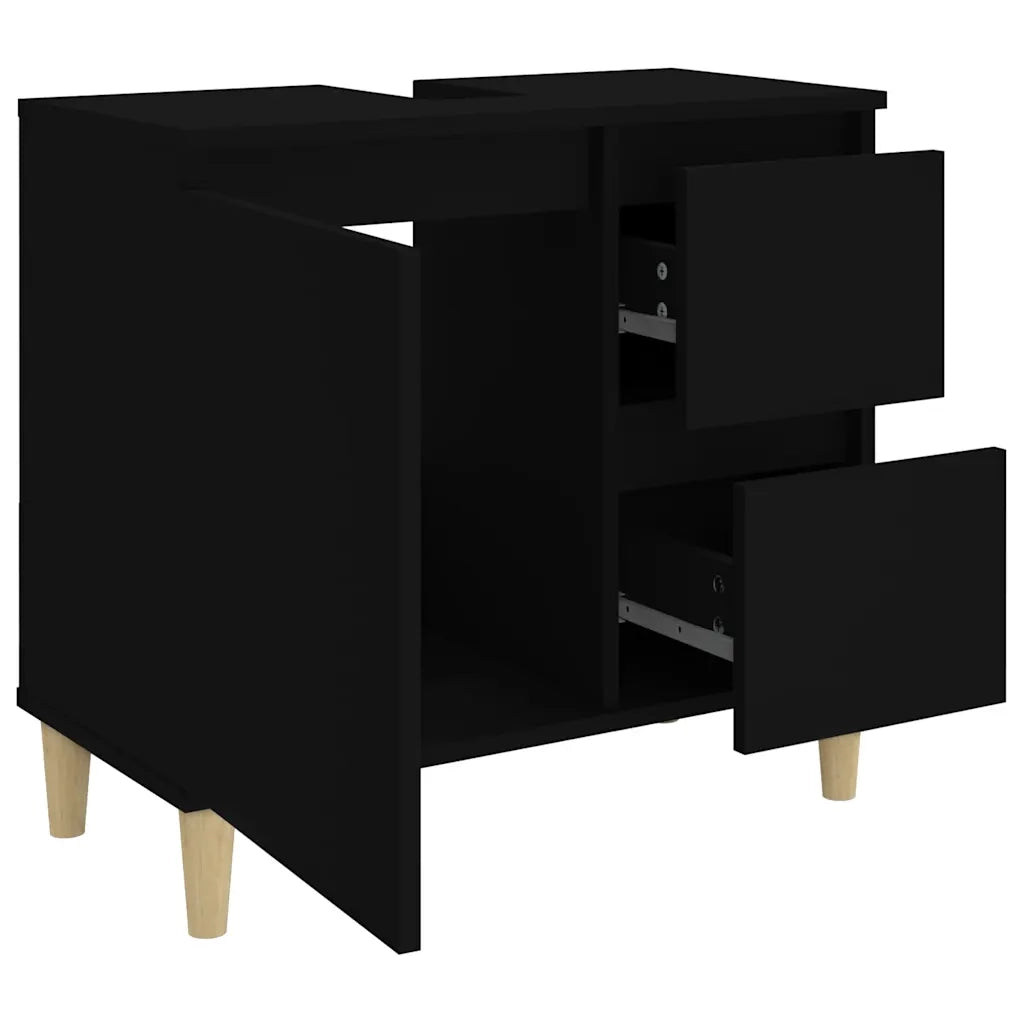 Armadietto da Bagno Nero 65x33x60 cm in Legno Multistrato 819821