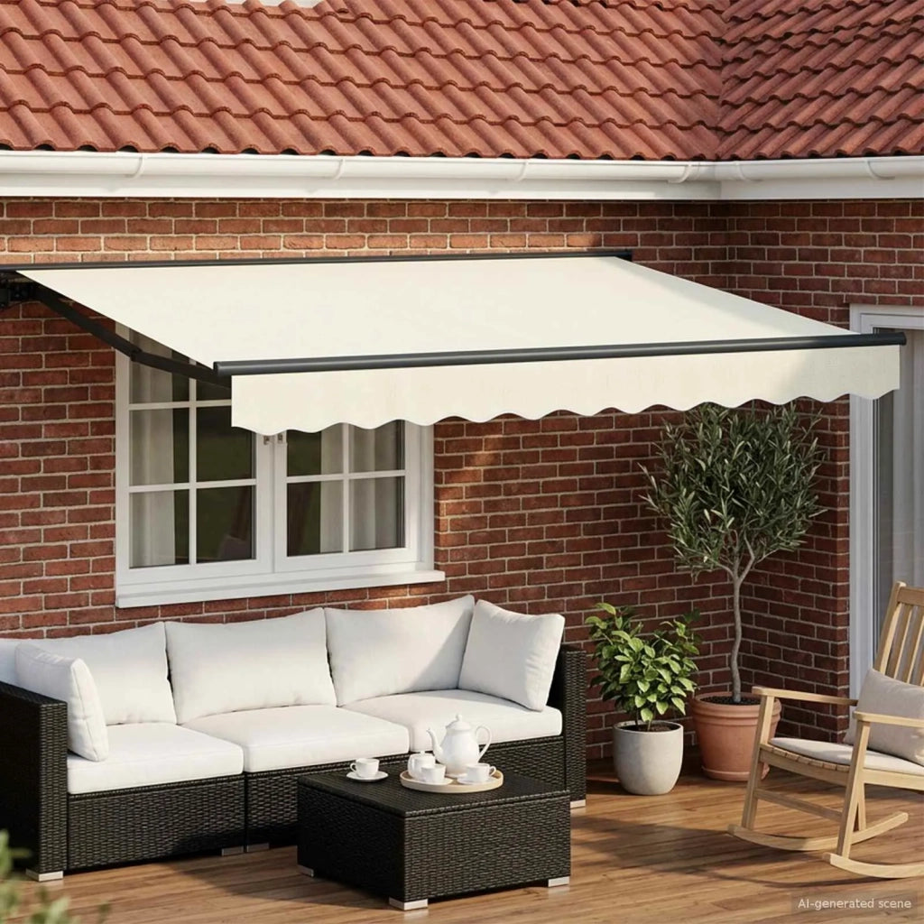 Cornice per Tenda Manuale con LED-Telaio per tendalino manuale Crema e Antracite 3,5 x 2,5 m