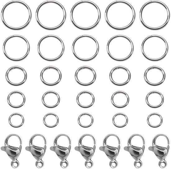 Set di Spring Ring di Acciaio Inossidabile da 230 pezzi - 5 Misure - Chiavi di Sostegno per Accessori di Gioielleria