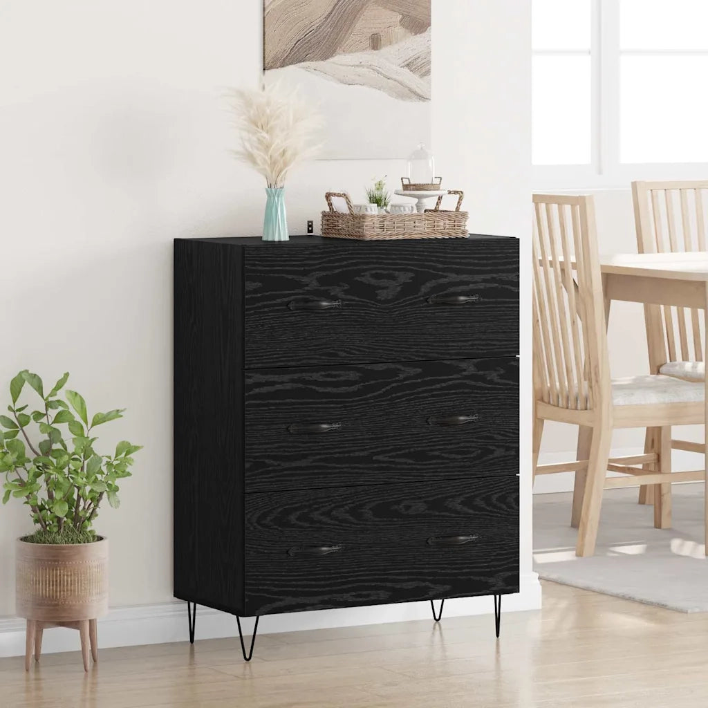 Credenza con Cassetto-Buffet-Armadio da cucina Rovere Nero 69,5 x 34 x 90 cm 302577