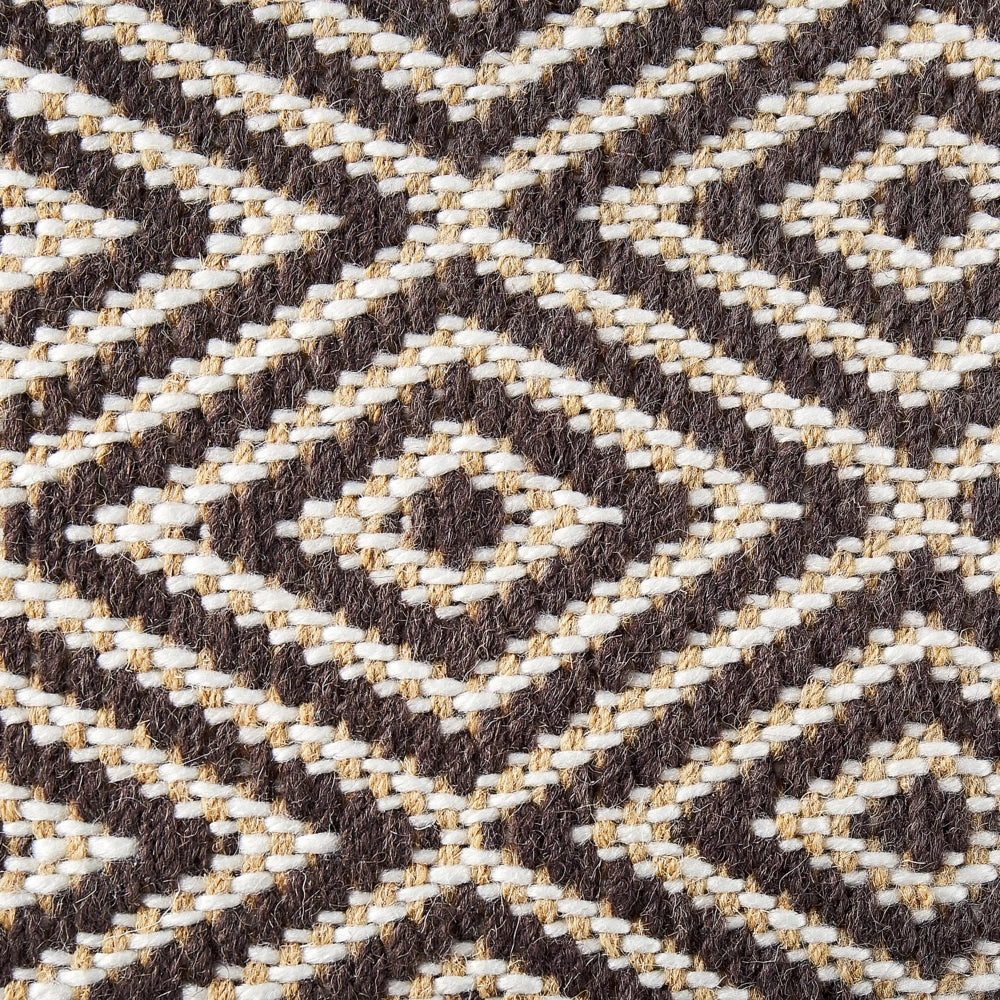 Pouf in lana beige marrone bianco motivo geometrico moderno boho poggiapiedi