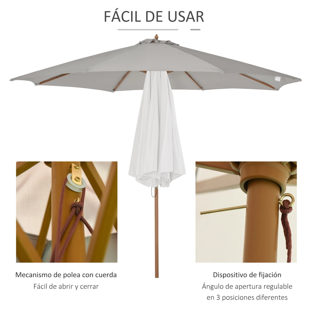 Ombrellone da Giardino ¨C zephmum ¨C Grigio ?300 cm Legno