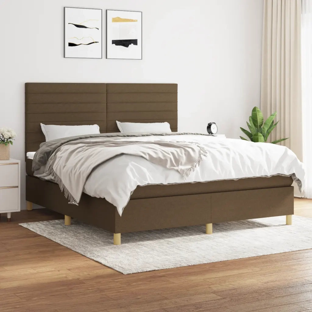 Giroletto a Molle con Materasso Marrone Scuro 160x200cm Tessuto cod mxl 60916