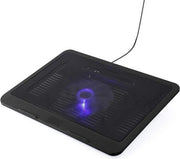 Ventilatore di raffreddamento per laptop con 1 ventilatore a LED silenzioso - Piastra di raffreddamento per notebook - Sottile e portatile - Adatto per laptop da 14 pollici - Nero.