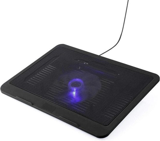 Ventilatore di raffreddamento per laptop con 1 ventilatore a LED silenzioso - Piastra di raffreddamento per notebook - Sottile e portatile - Adatto per laptop da 14 pollici - Nero.