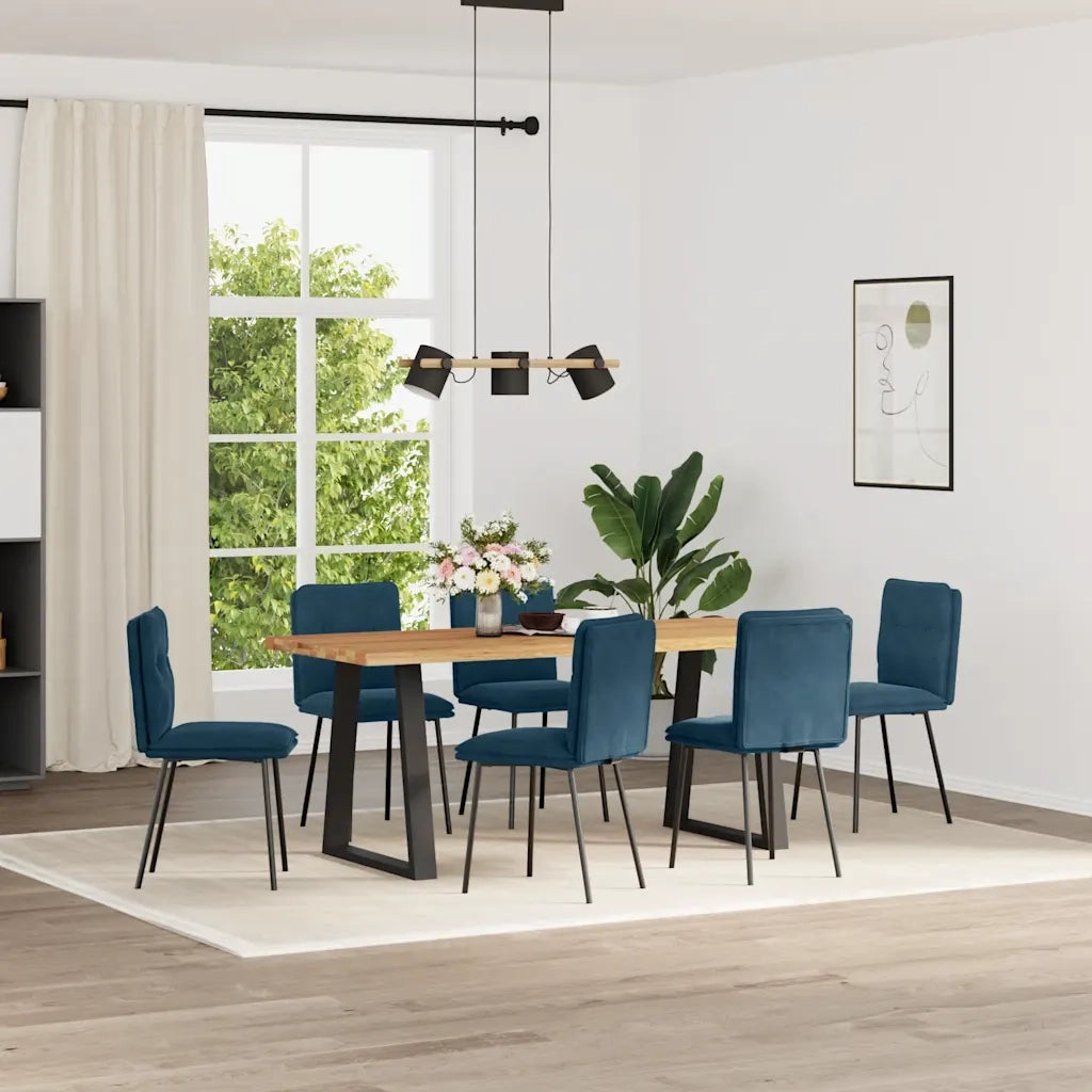 Sedie da Pranzo 6 pz Blu in Velluto