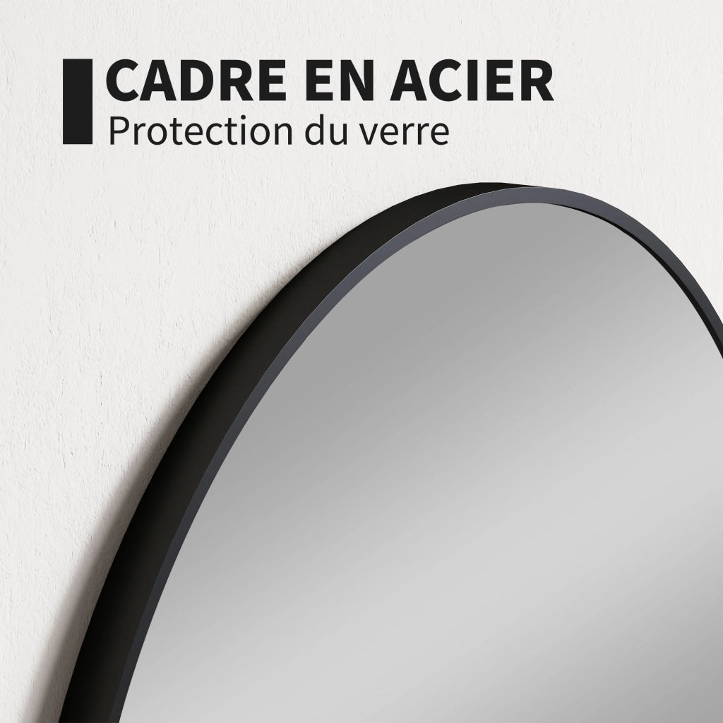 Specchio da bagno tondo con cornice in metallo ¨C Minimal ¨C Nero ?70x2,5cm