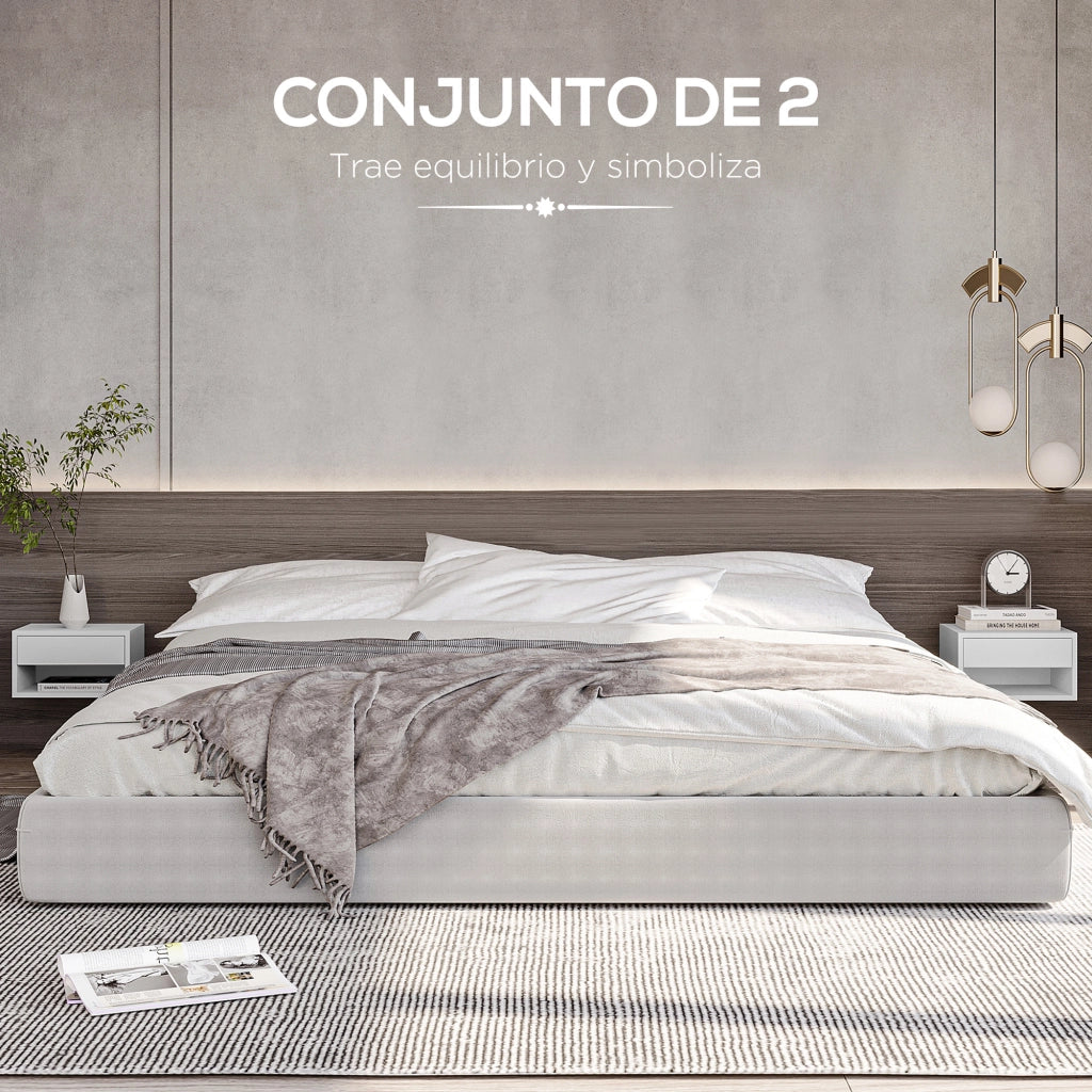 Comodini a Sospensione con Cassetto per Camera da Letto ¨C Zephmum ¨C 37x32x21 cm Bianco